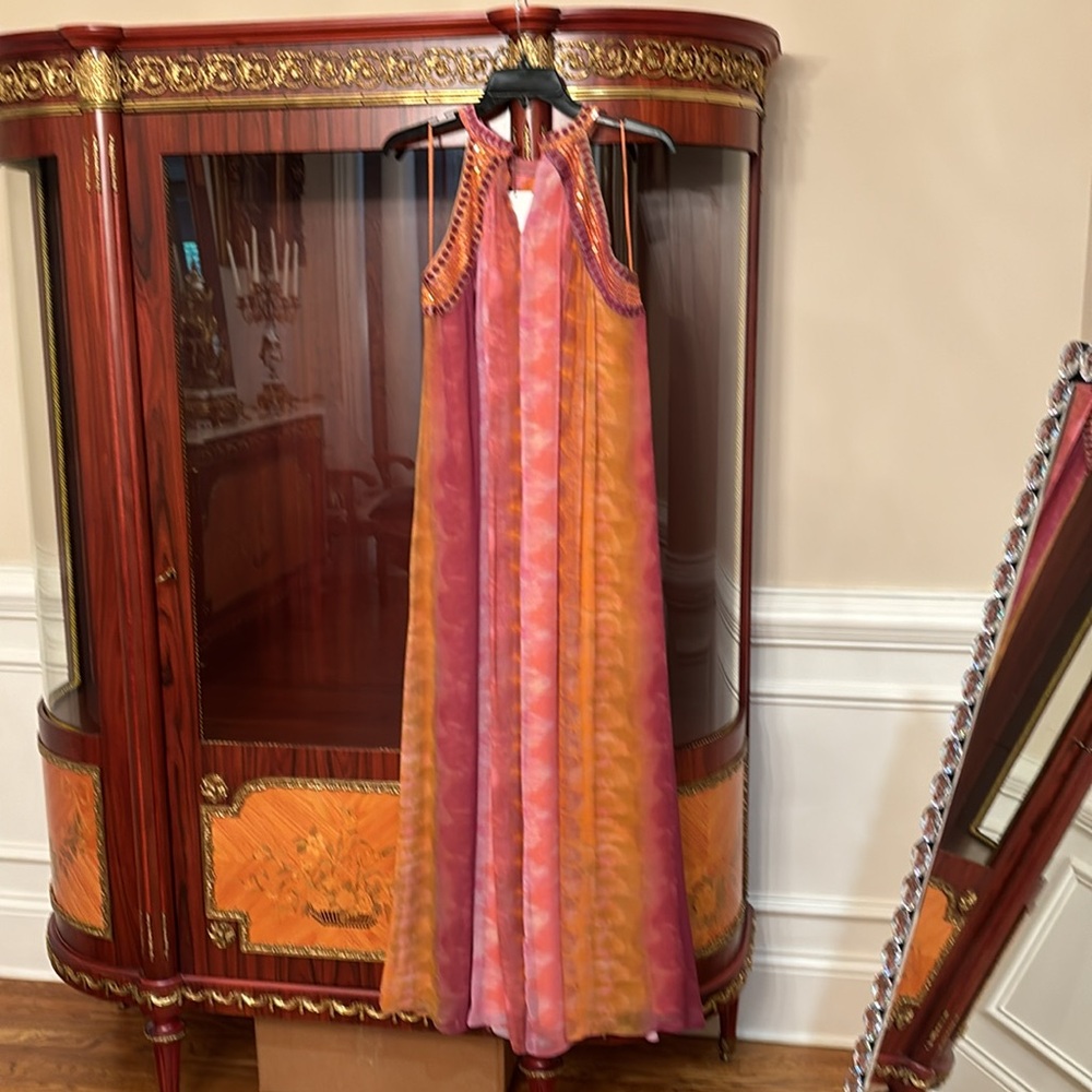 Zara chiffon SEQUIN beaded embellished TIE-DYE maxi DRESS sz.S - Picture 14 of 17